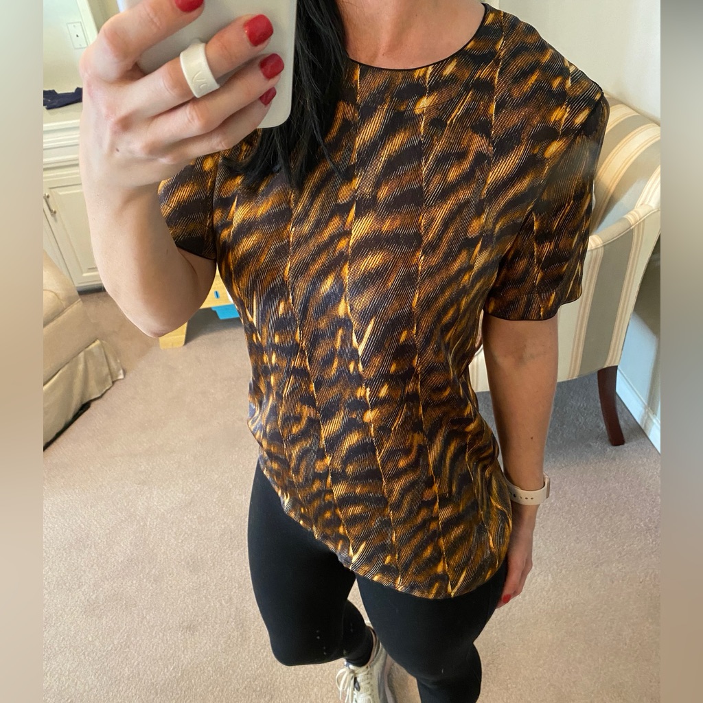 Escada Black And Gold Striped Blouse